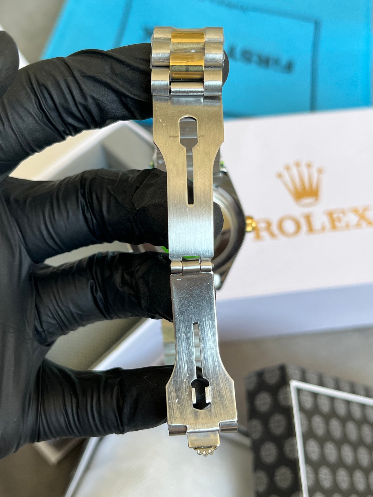 Rolex Watch Day & Date - Silver with Black Dial