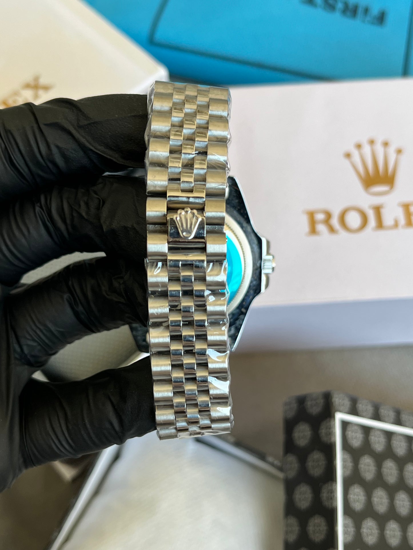 Rolex GMT Mater Watch - Silver with Black Dial