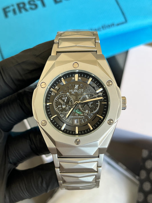 Hublot Watch Diamond Cut – Skeleton Black Dial