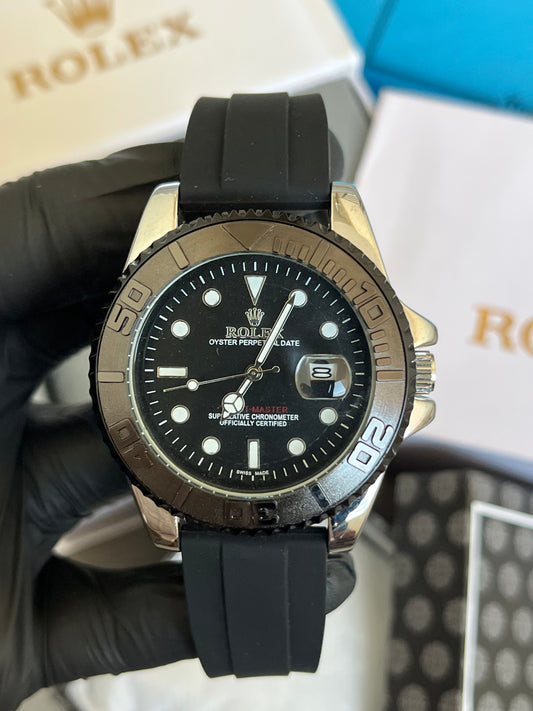 Rolex Luxury - Strap Watch – Silver & Black Dial
